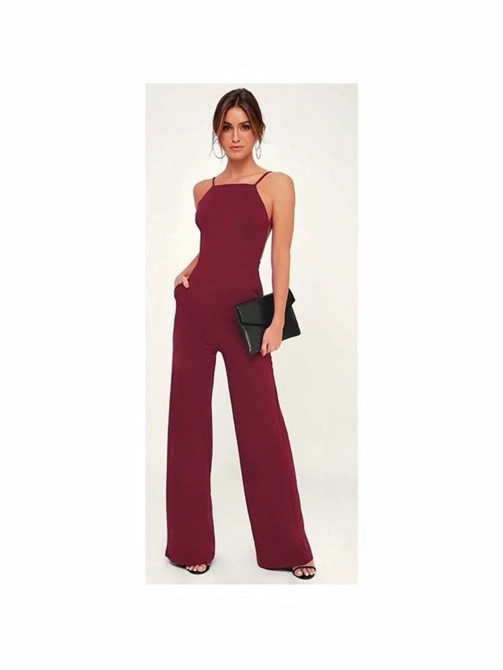 Lulus Burgundy Wide Leg Jumpsuit Size xSmall